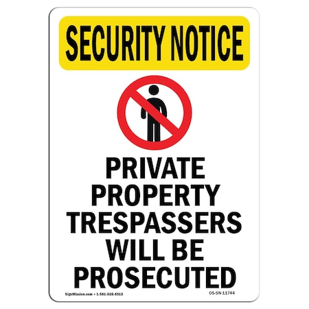 OSHA SECURITY NOTICE, 12 Height, 18 Width, Aluminum